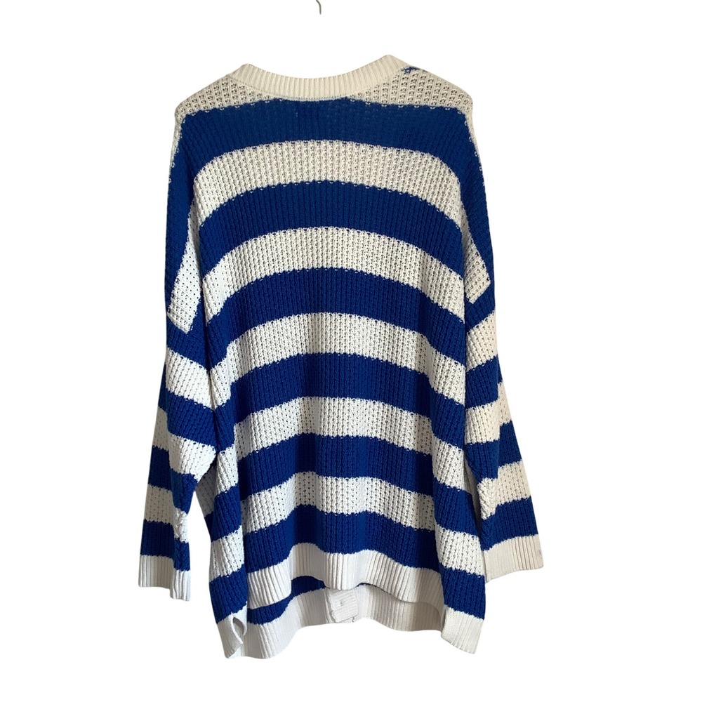 Sonoma Goods For Life Womens 3X Blue White Striped Knit Button Front Cardigan - Picture 2 of 12